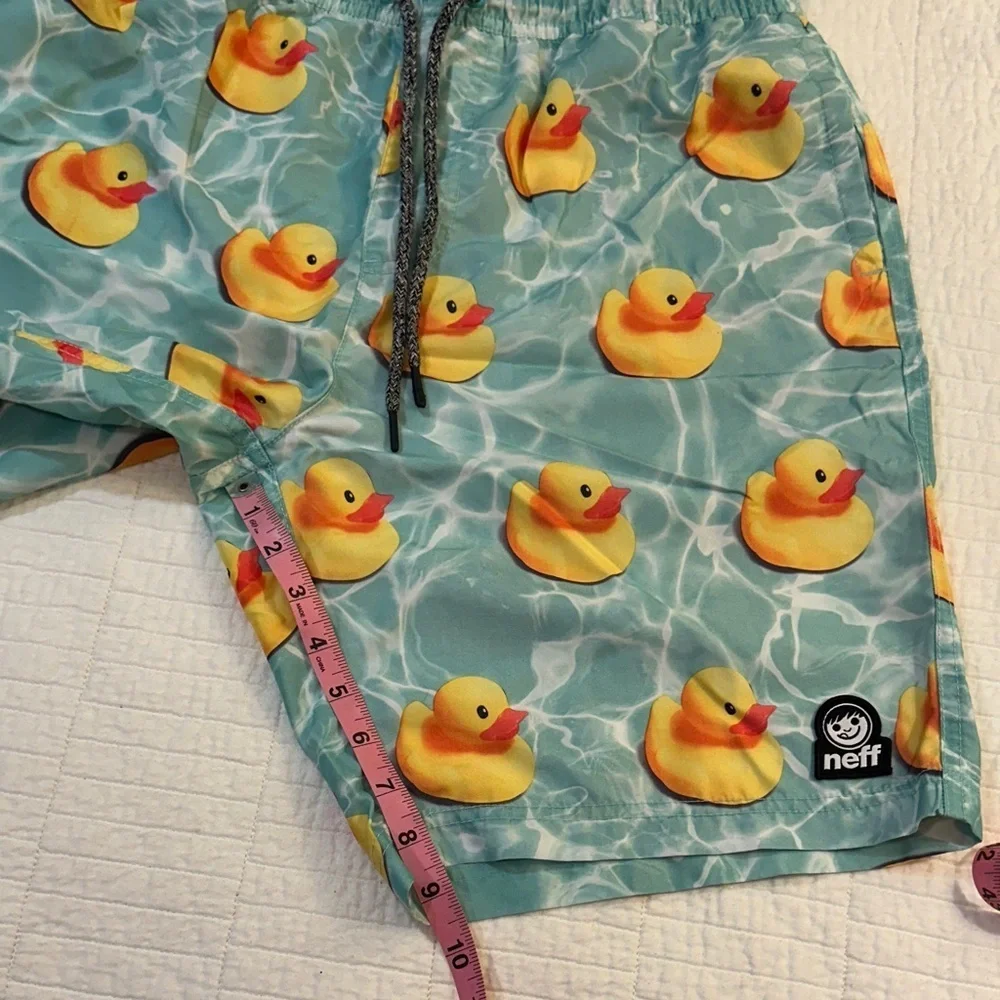 Neff Large Drawstring Aqua Duck Swim Shorts NWOT